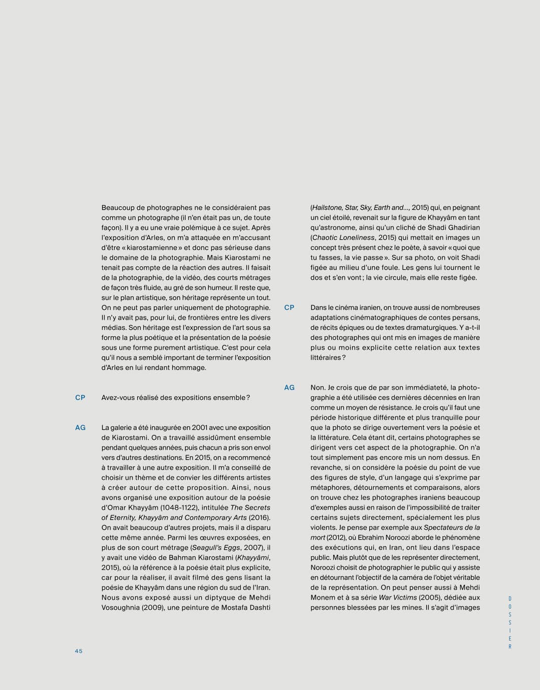 SPIRALE MAGAZINE: INTERVIEW WITH ANAHITA GHABAIAN ETEHADIEH BY CLAUDIA POLLEDRI