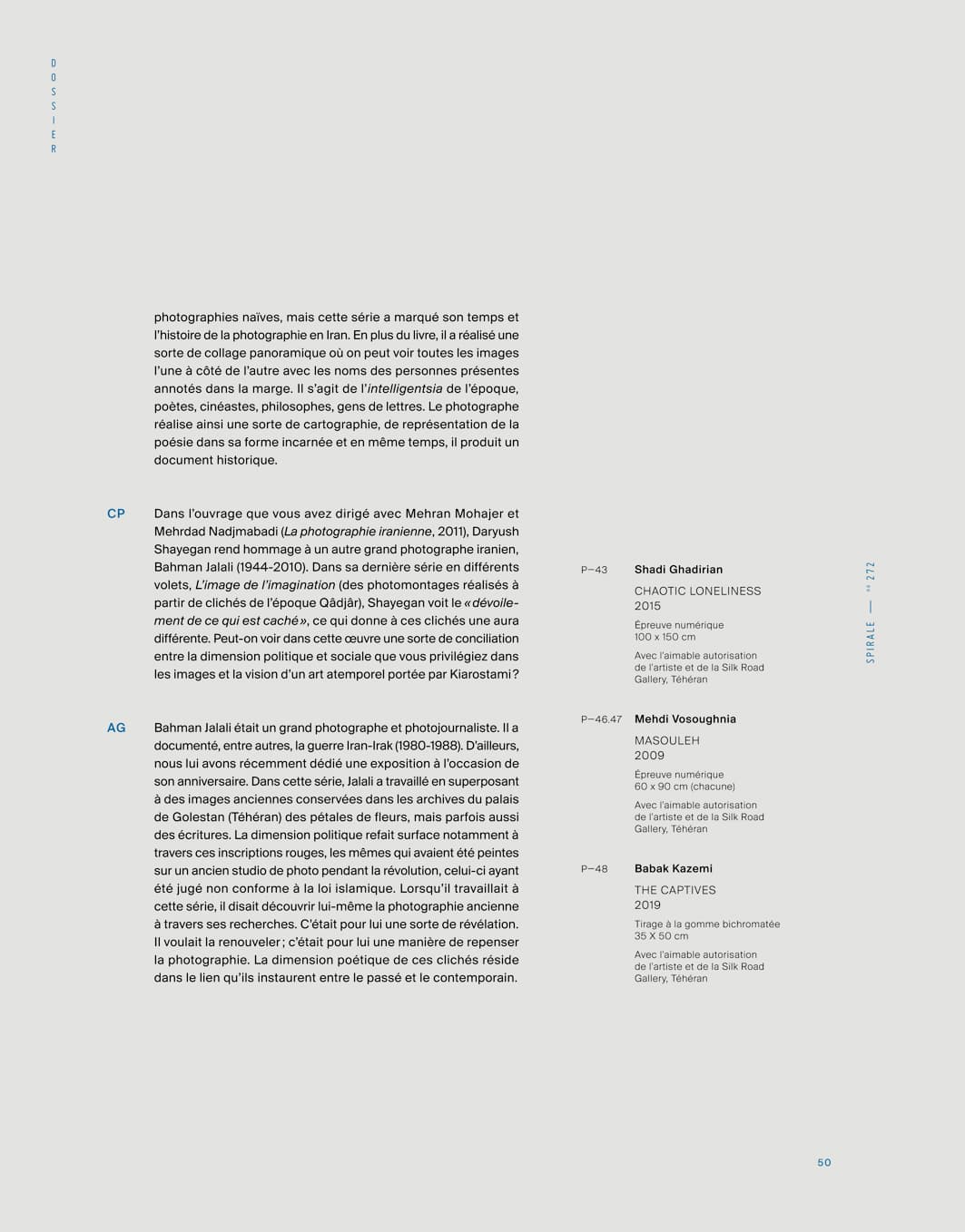 SPIRALE MAGAZINE: INTERVIEW WITH ANAHITA GHABAIAN ETEHADIEH BY CLAUDIA POLLEDRI